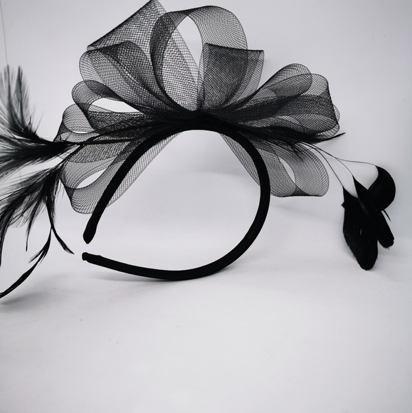 Fascinator Bird of Paradise Black Plume iridescent - Picture 3 of 10